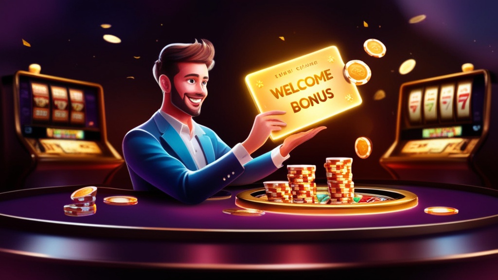 Giocatore che riceve un bonus di benvenuto in un casinò elegante