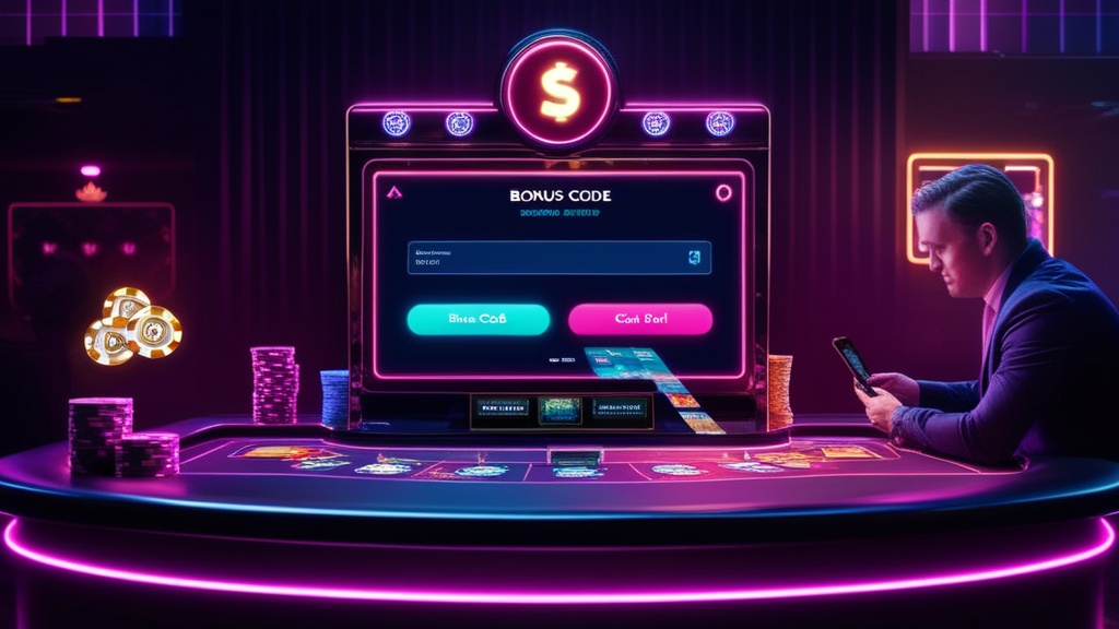 Una postazione casinò con schermata per inserire un codice bonus