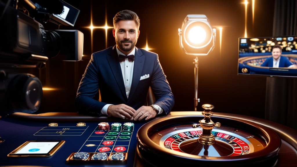 Dealer dal vivo con tavolo illuminato e ripresa streaming nitida