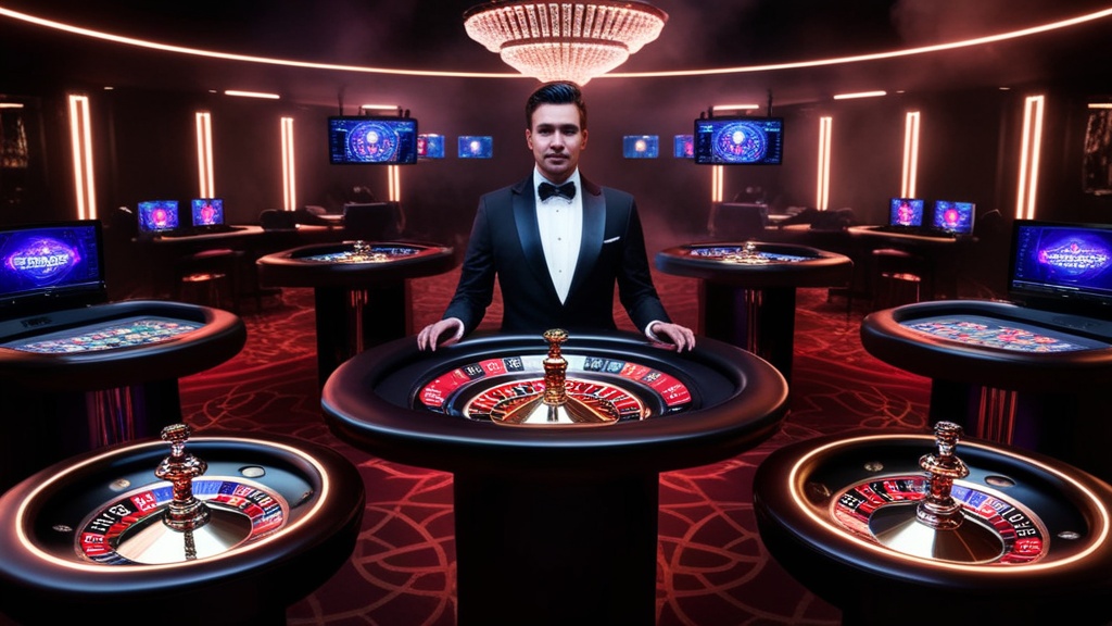 Tavoli live con roulette, blackjack e dealer in uno studio casinò