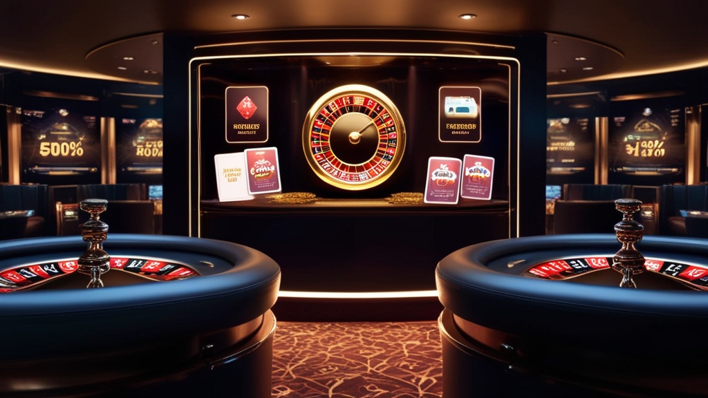 Schermo bonus in un casinò con luci soffuse e fiches sul tavolo